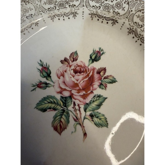 Vintage Dominion Briar Rose Dinner Plate Gold Filigree Elegant Fine China 10.5" - Picture 3 of 9